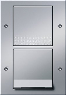 2-gang combination switch/SCHUKO socket outlet with hinged cover, Gira TX_44, colour aluminium